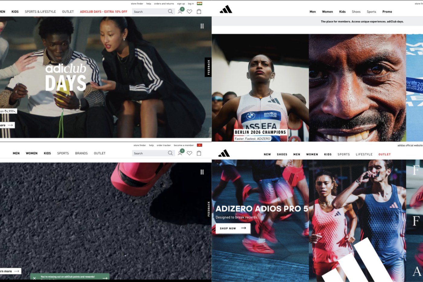 adidas storefronts across several of its local markets