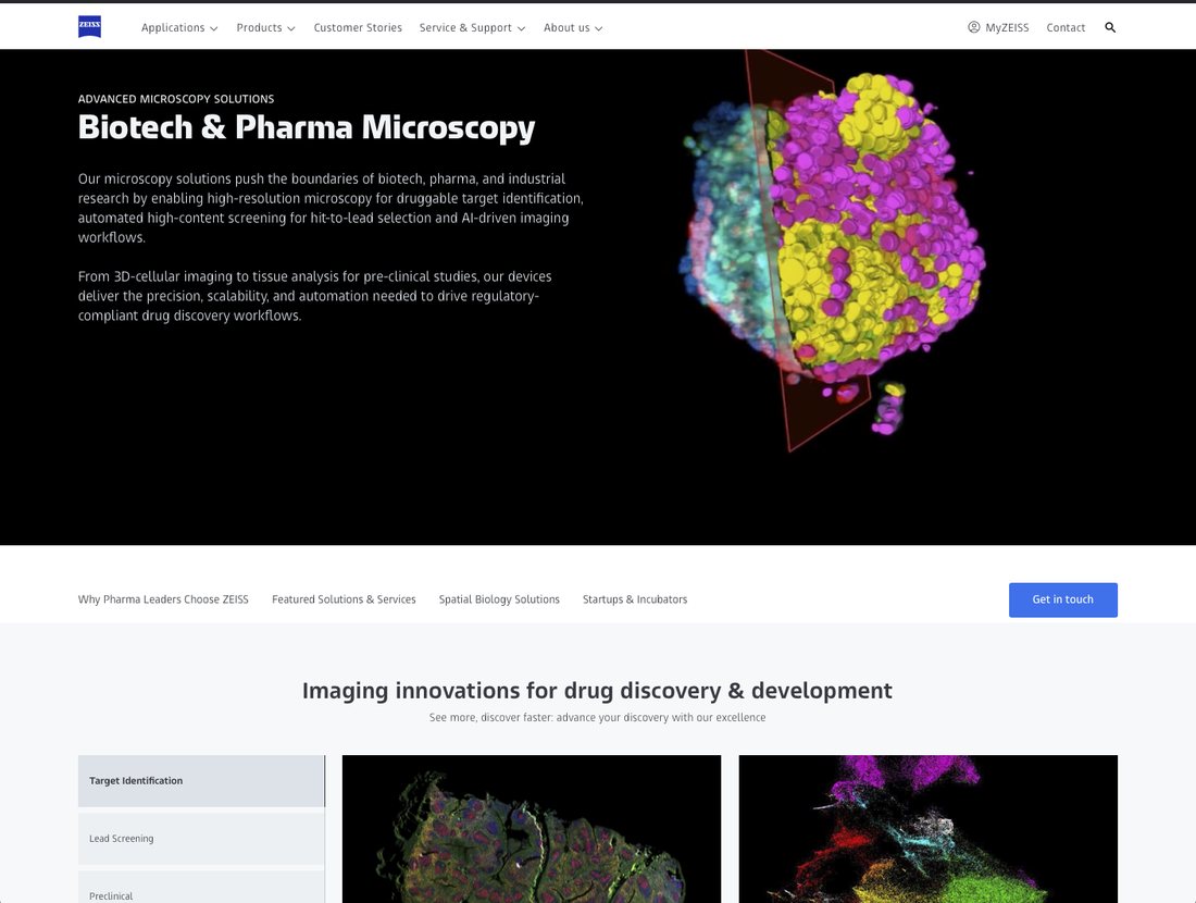 A Release 2 application page for the biopharma segment